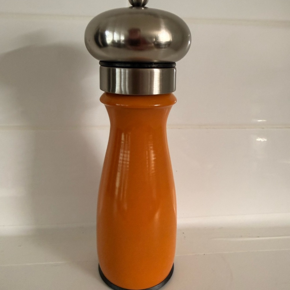 Stainless Steel and Orange Pepper Mill